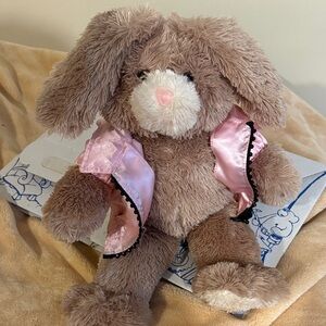 Vintage Retired Build-A-Bear Tan Plush Bunny with Jacket and box